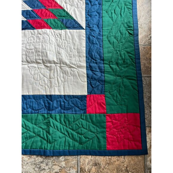 Vtg Handmade Hand Embroidered Star Of Bethlehem Tapestry Quilt Wall Hanging 41" - Picture 7 of 10